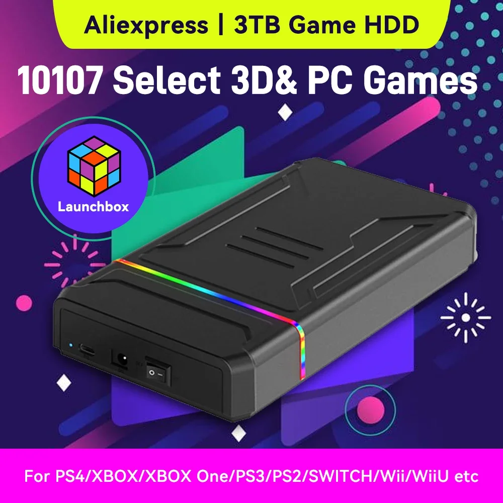 Pc Gaming Emulator - HDD Portátil para Jogos Launchbox de